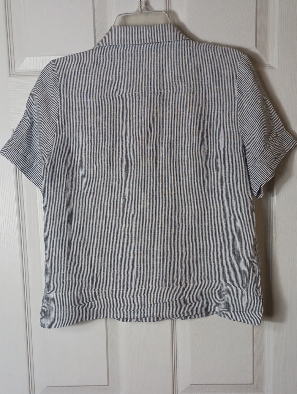 Quince Button Up Top Linen Oversized Pinstripes Cool Preppy Coastal Size XS - Picture 3 of 7
